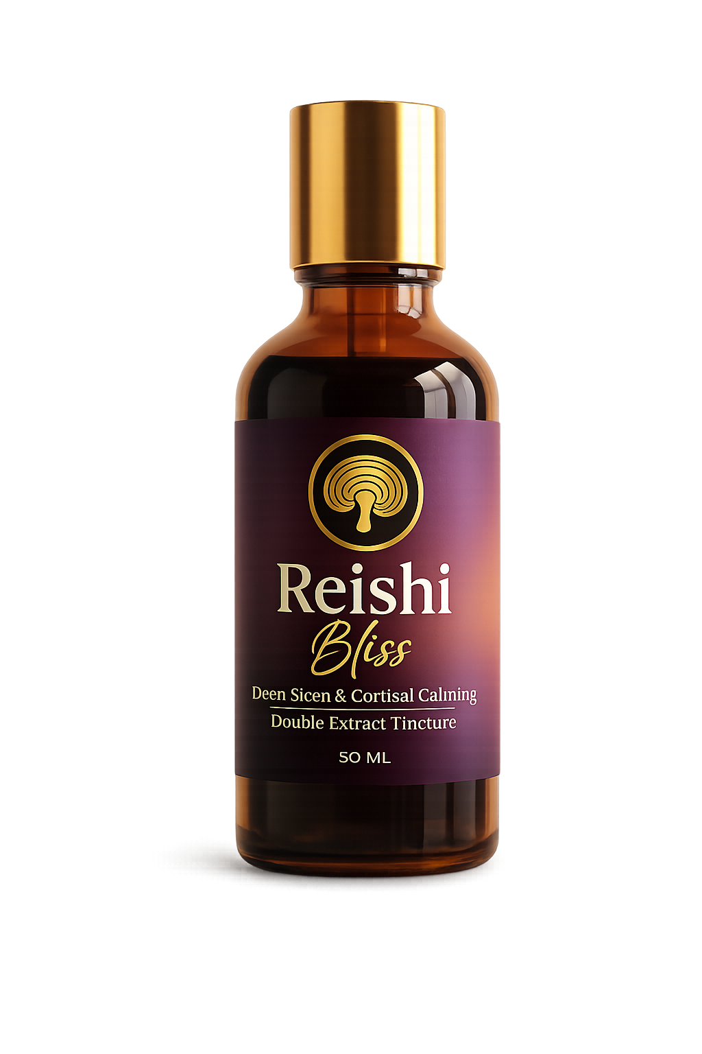 Zenith Reishi amber tincture bottle with purple label